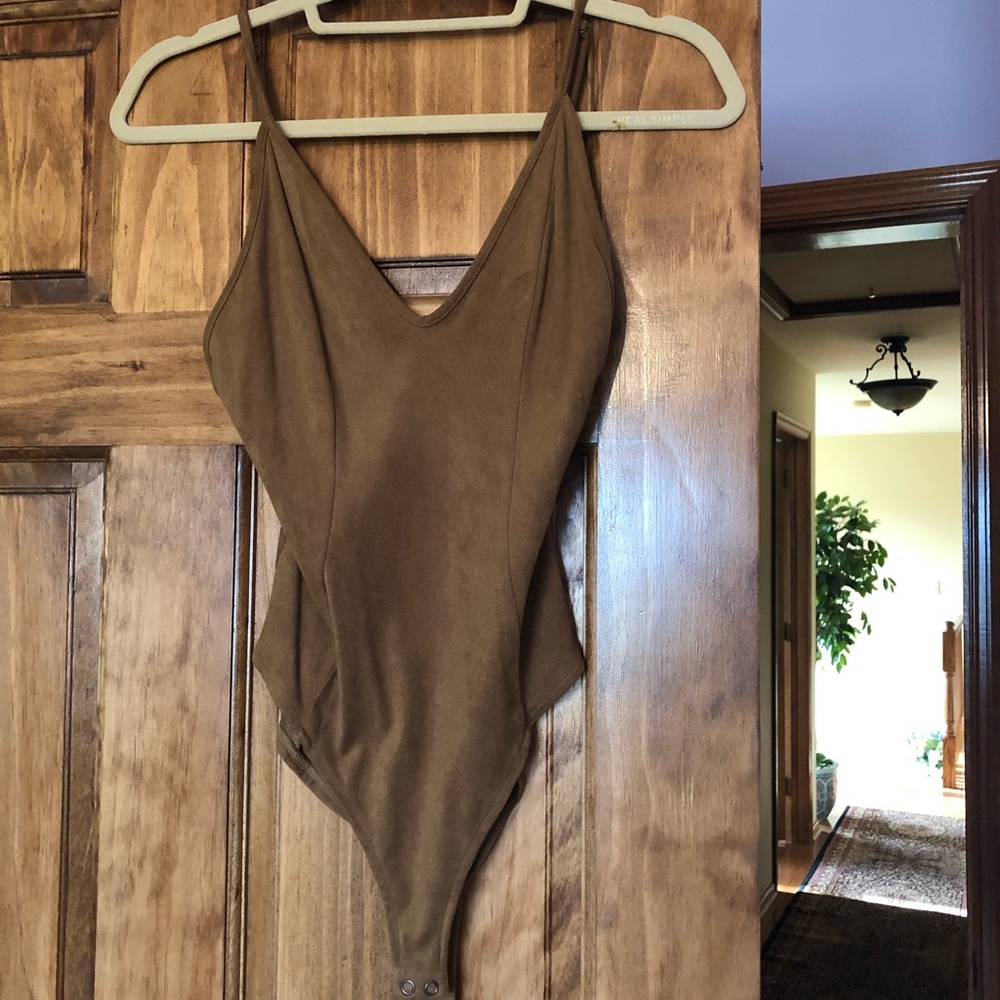 Never worn suede camel bodysuit